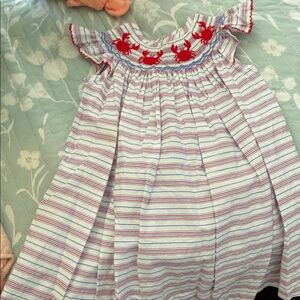 Striped Kids Dress with Red Accents